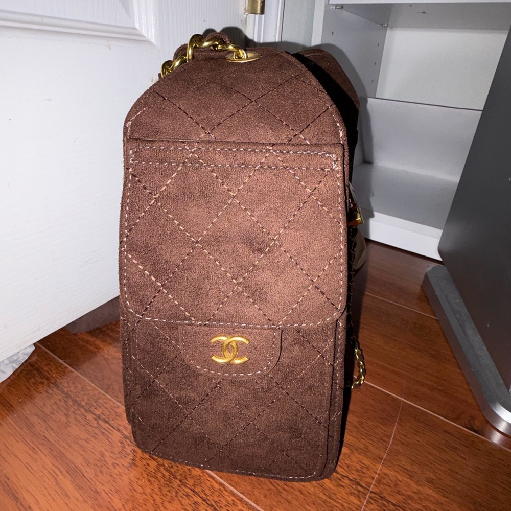 Chic Brown Quilted Chain Shoulder Bag - Picture 5 of 9